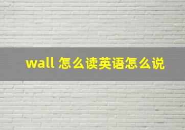 wall 怎么读英语怎么说